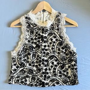 Zara White & Black Lace Top - XS